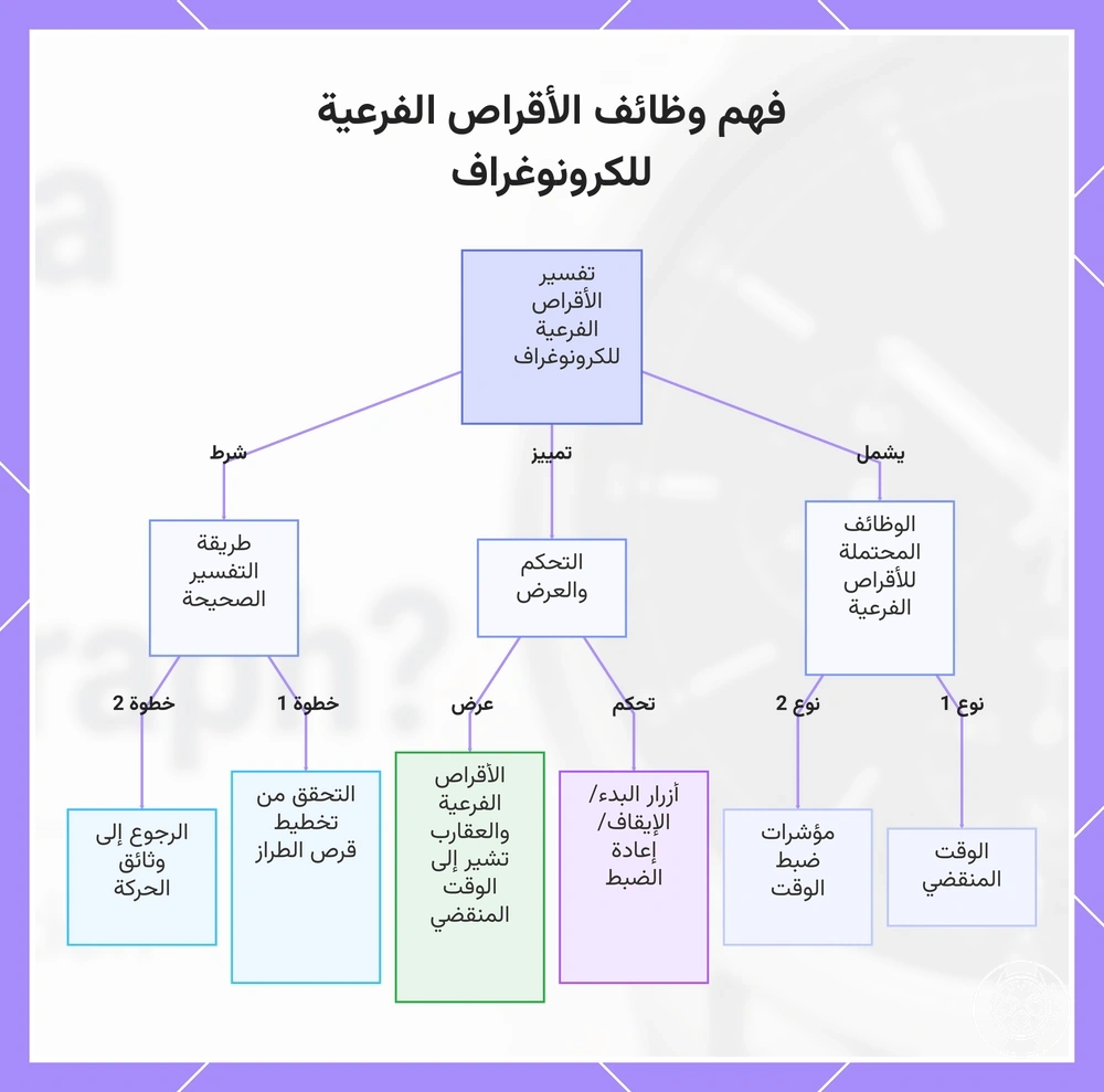 فهم وظائف الأقراص الفرعية للكرونوغراف