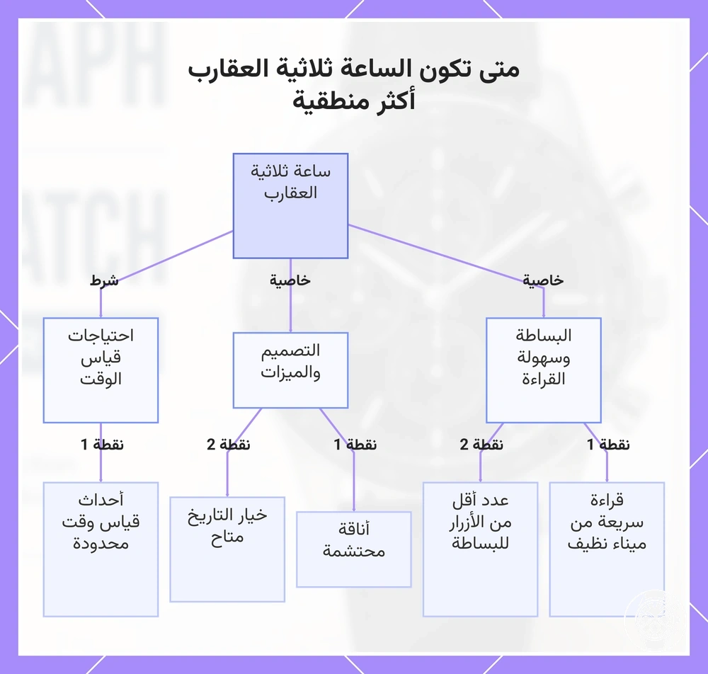 متى تكون الساعة ثلاثية العقارب أكثر منطقية