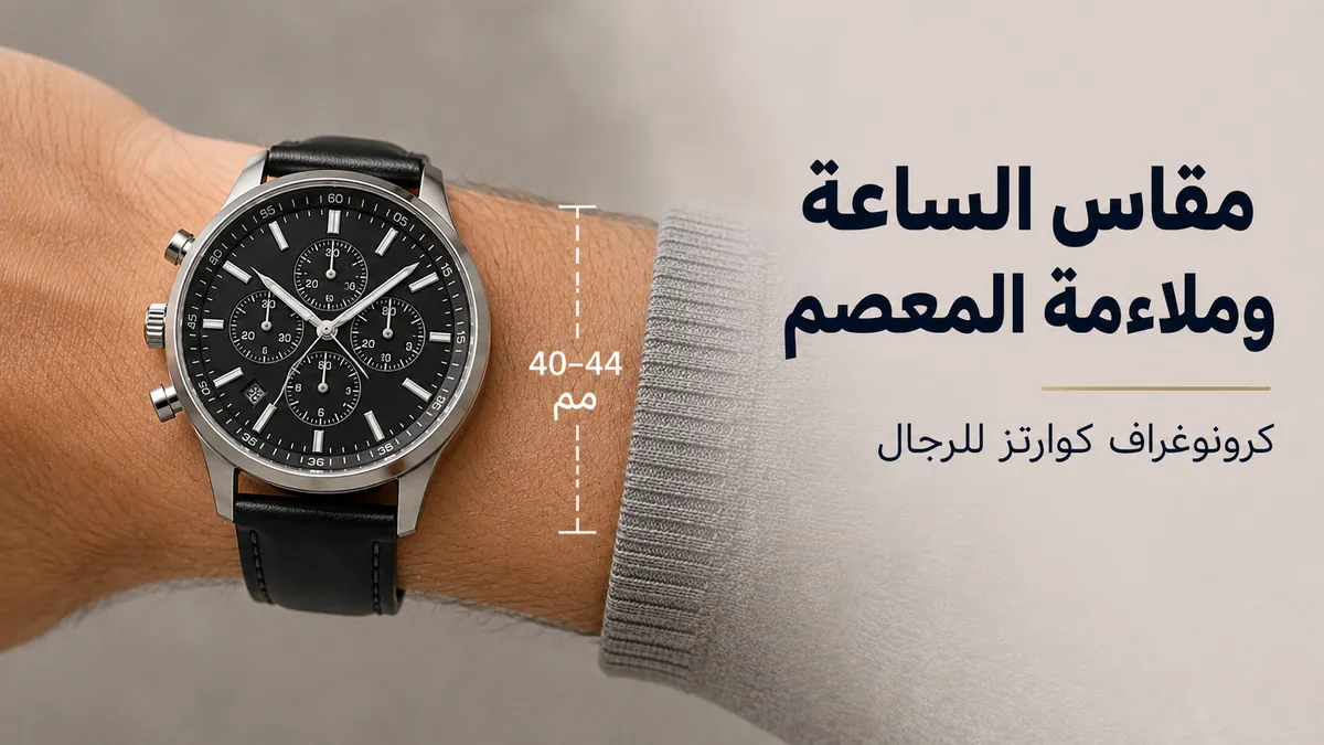 ساعة كرونوغراف كوارتز للرجال على المعصم لإظهار حجم العلبة وملاءمة الساعة