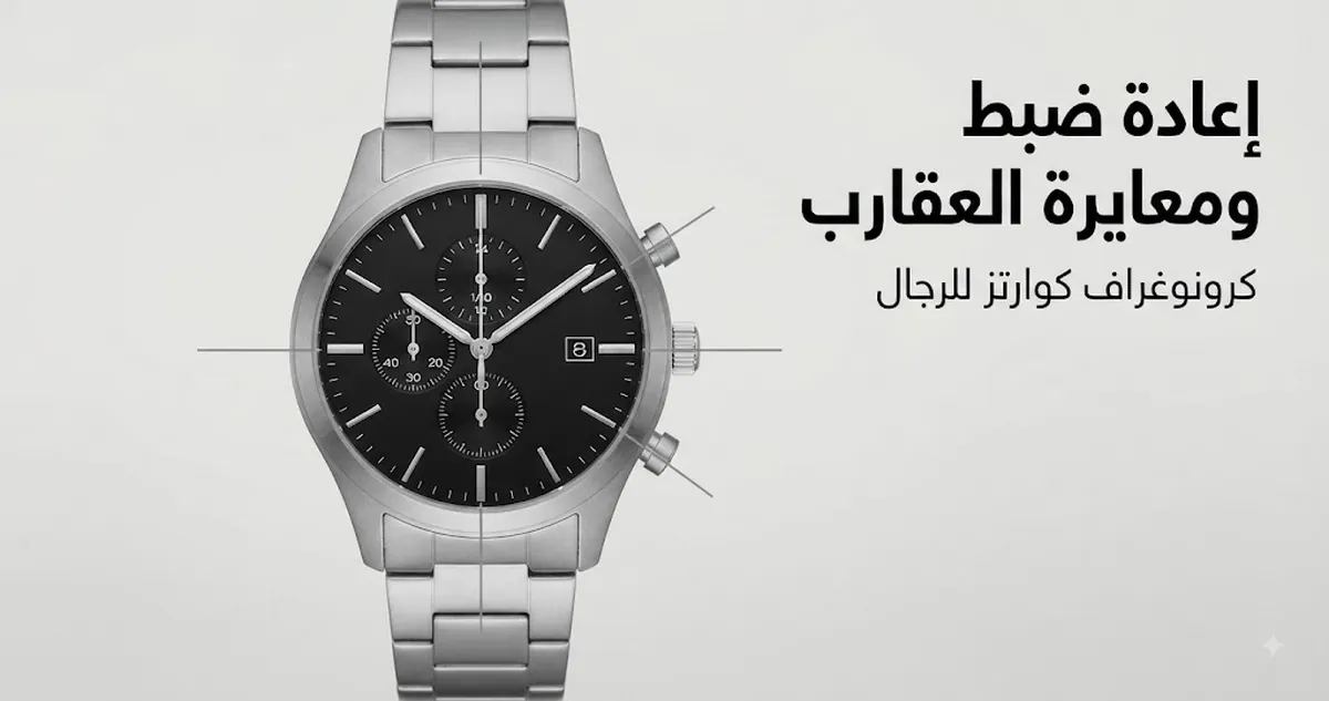 ساعة كرونوغراف كوارتز للرجال بعقارب وعدادات فرعية محاذاة لإعادة الضبط والمعايرة