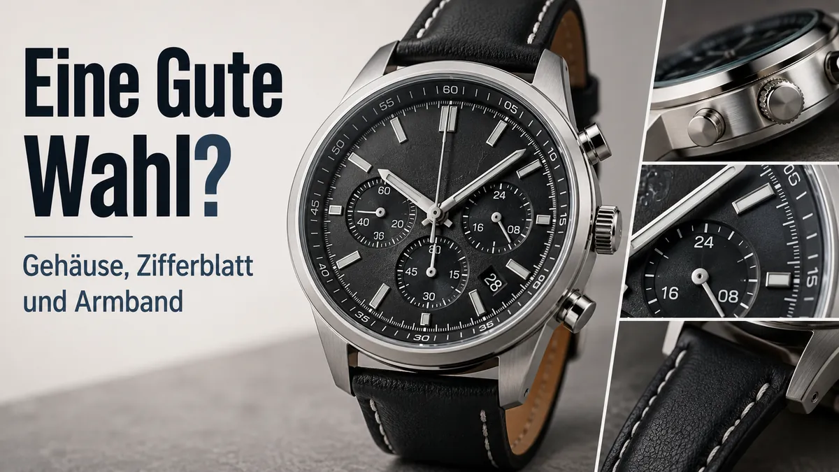 Quarz-Chronograph für Herren mit sichtbaren Qualitätsdetails wie Gehäuse, Zifferblatt und Armband