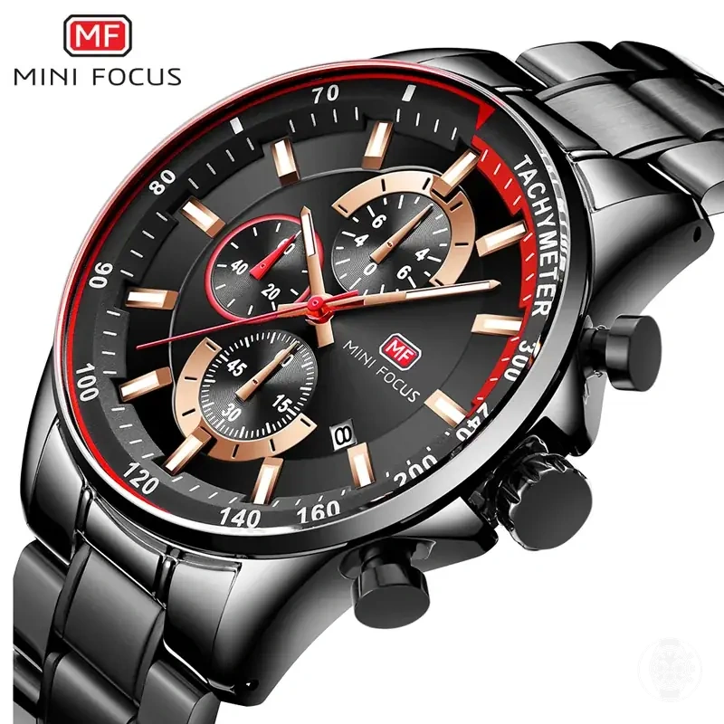 Dress-Quarz-Chronograph für Herren aus Edelstahl mit Armband und wasserdichtem Design