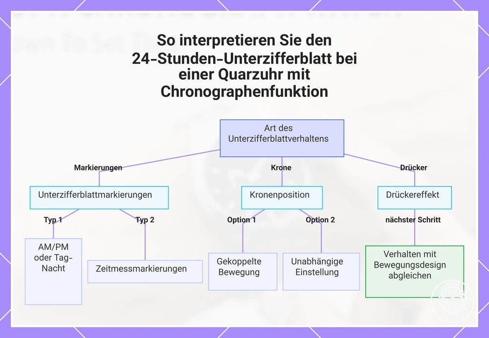 So interpretieren Sie den 24-Stunden-Unterzifferblatt bei einer Quarzuhr mit Chronographenfunktion