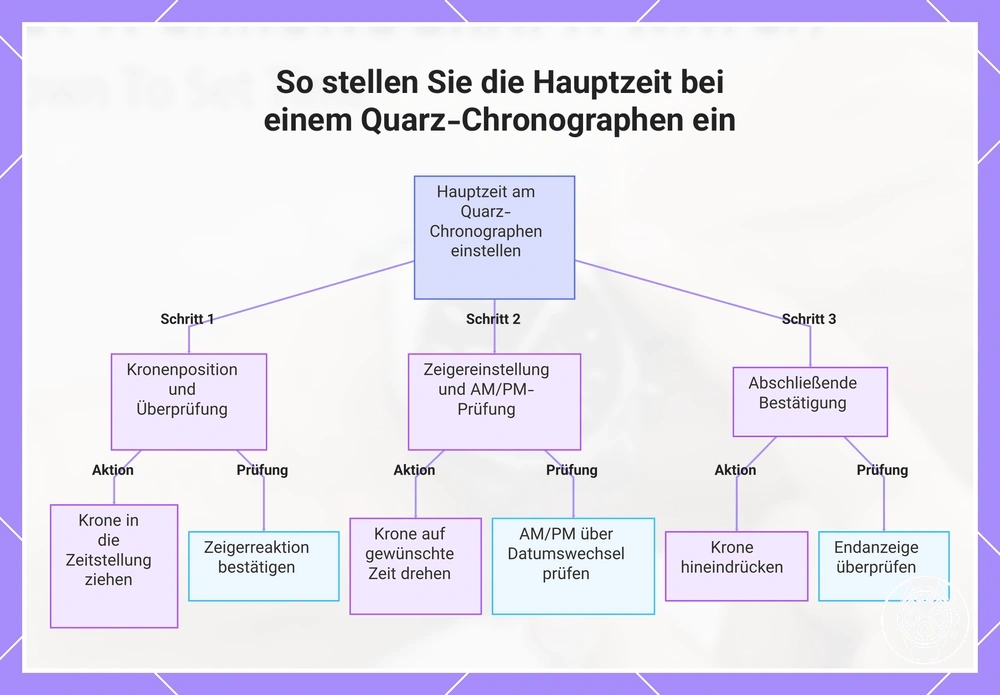 So stellen Sie die Hauptzeit bei einem Quarz-Chronographen ein