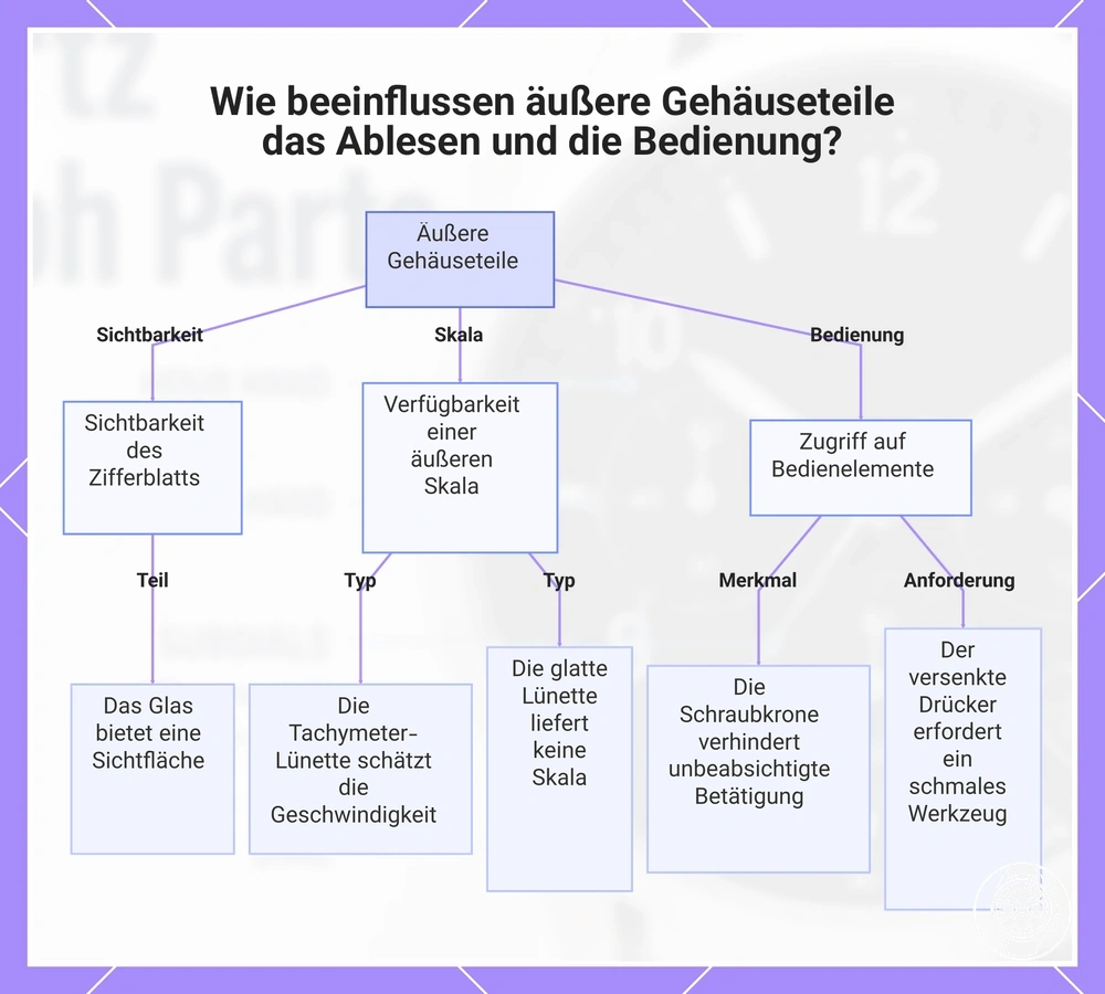 Wie beeinflussen äußere Gehäuseteile das Ablesen und die Bedienung?