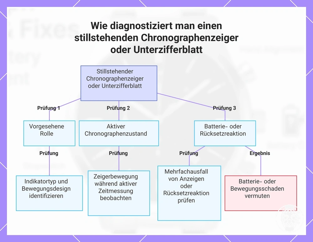 Wie diagnostiziert man einen stillstehenden Chronographenzeiger oder Unterzifferblatt