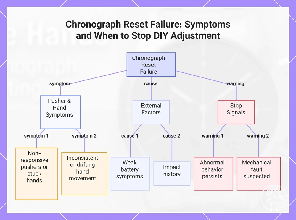 Chronograph Reset Failure: Symptoms and When to Stop DIY Adjustment