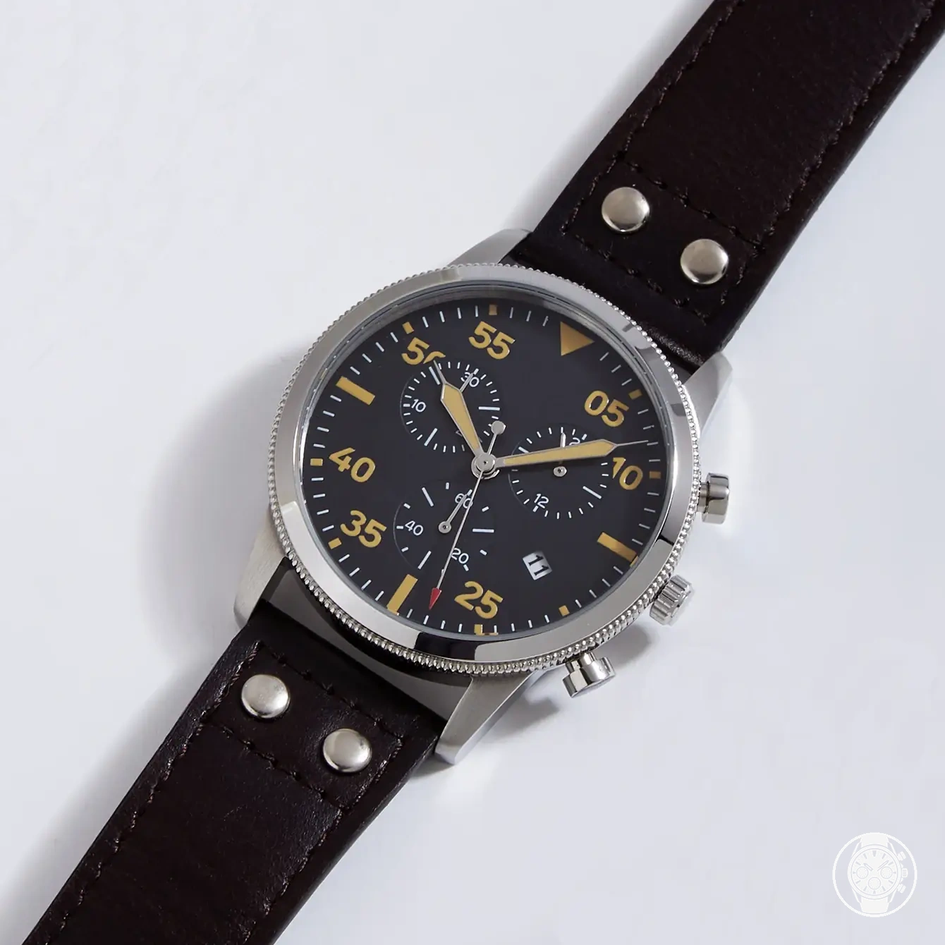 Reloj cronógrafo piloto de cuarzo para hombre de 42 mm con cronómetro y función de 24 horas