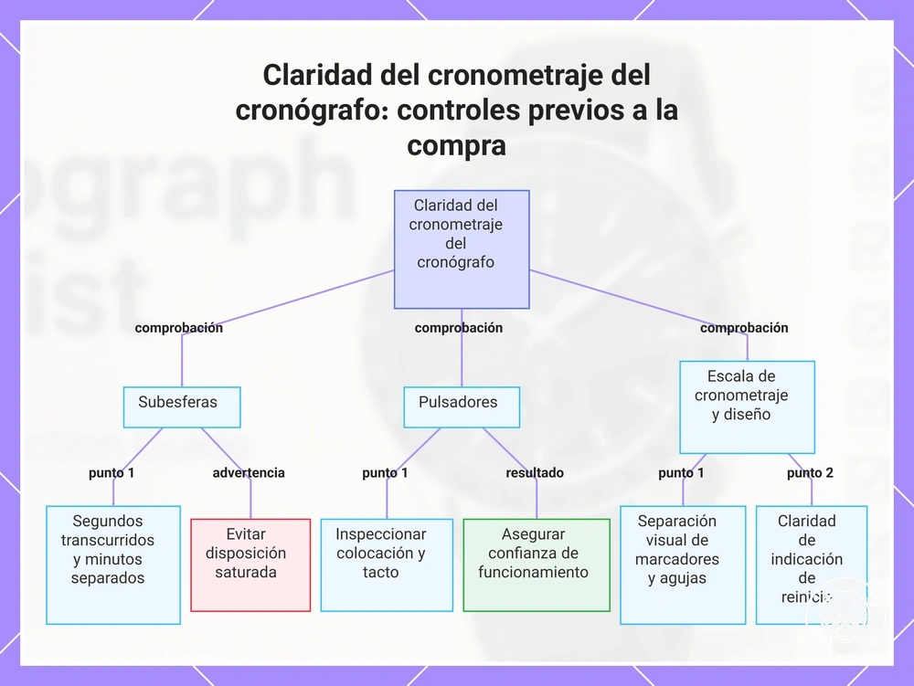Claridad del cronometraje del cronógrafo: controles previos a la compra