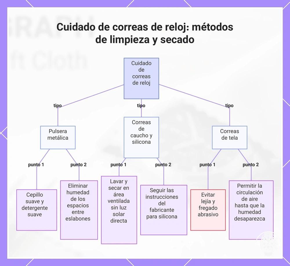 Cuidado de correas de reloj: métodos de limpieza y secado