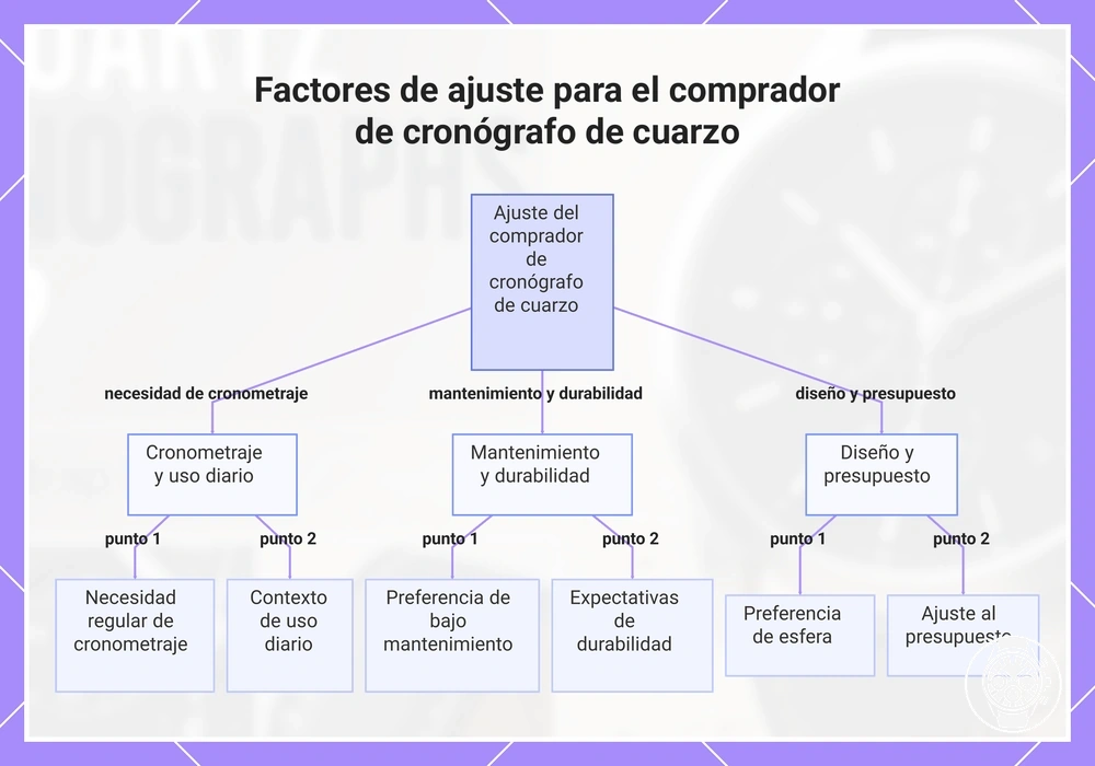 Factores de ajuste para el comprador de cronógrafo de cuarzo