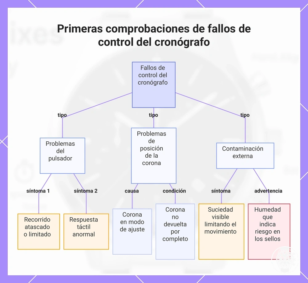 Primeras comprobaciones de fallos de control del cronógrafo