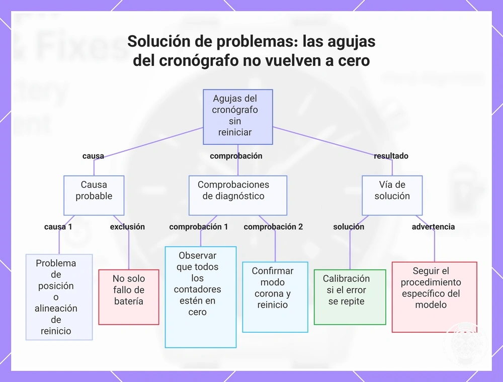 Solución de problemas: las agujas del cronógrafo no vuelven a cero