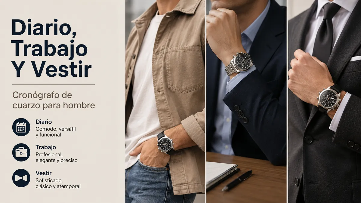 Relojes cronógrafo de cuarzo para hombre combinados con ropa diaria, de oficina y de vestir