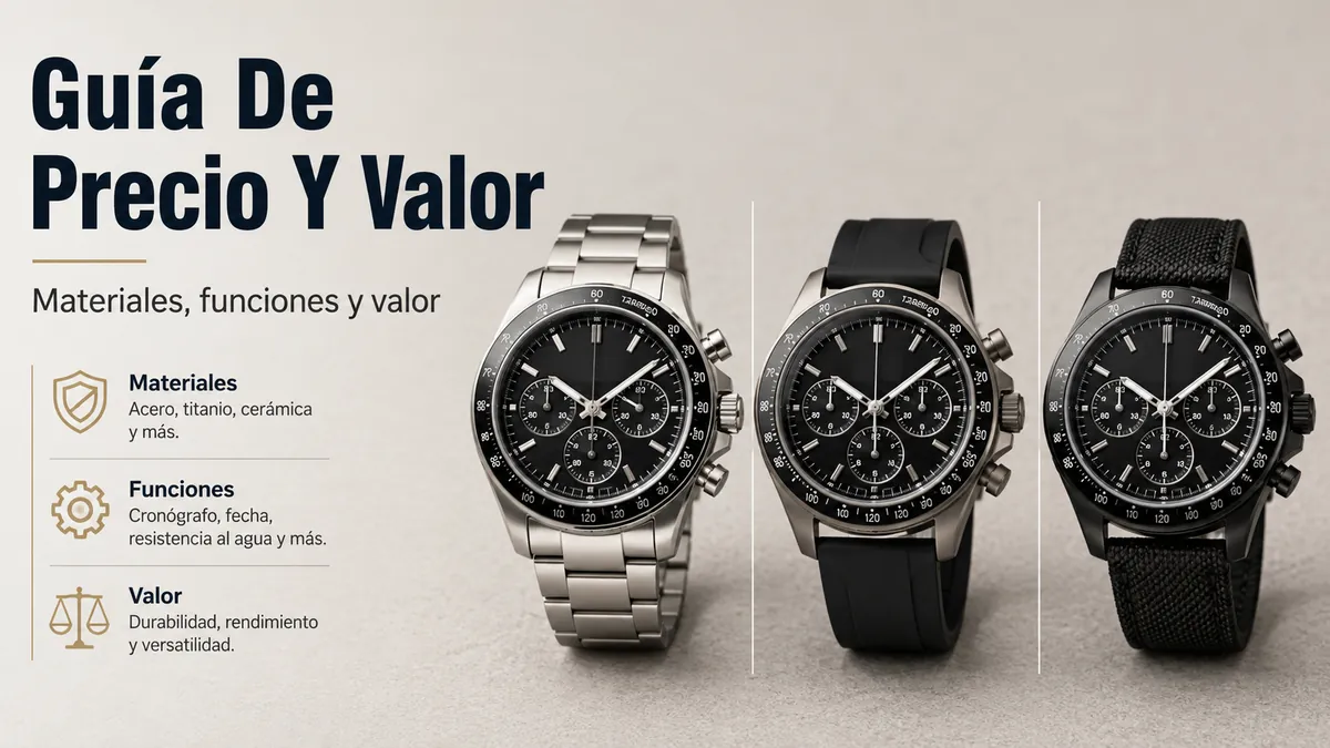 Relojes cronógrafo de cuarzo para hombre colocados para comparar materiales, funciones y valor