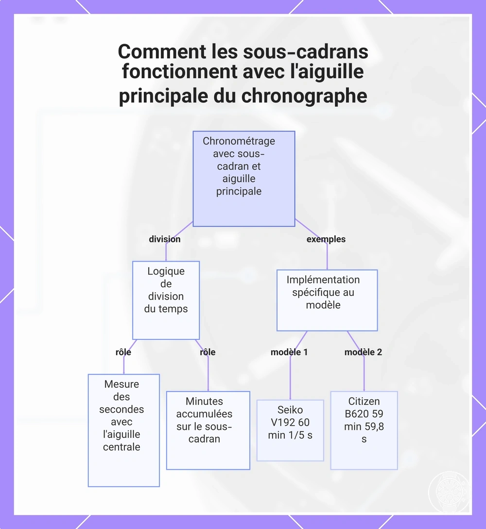 Comment les sous-cadrans fonctionnent avec l'aiguille principale du chronographe