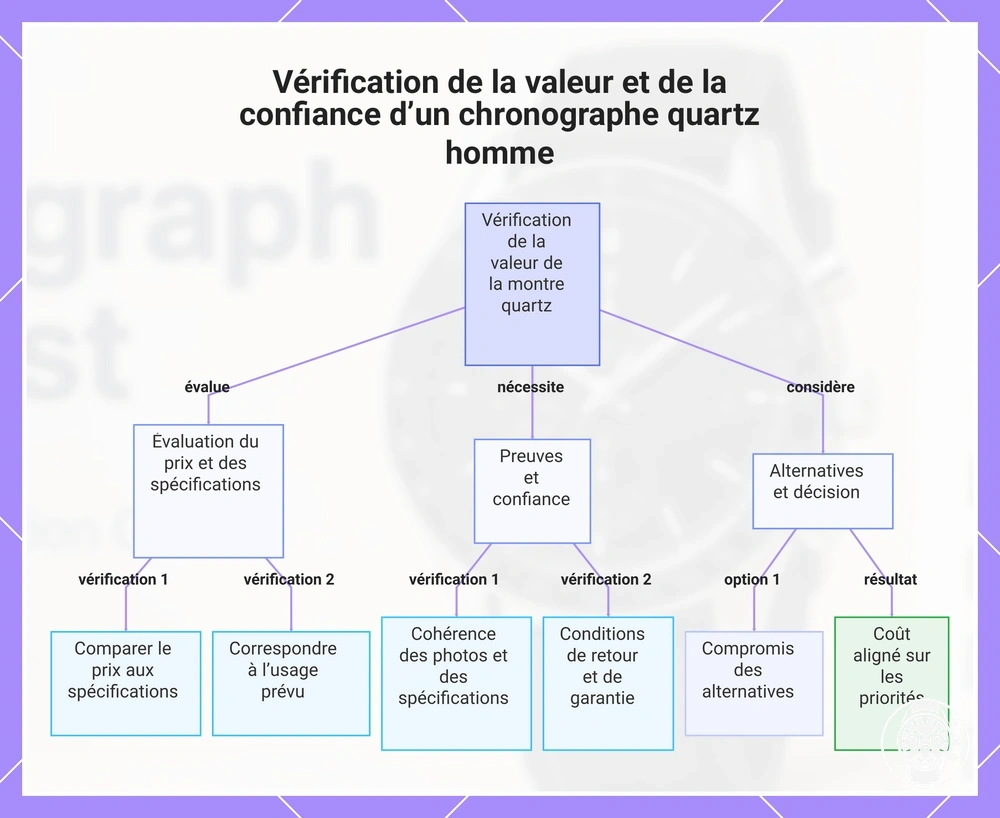 Vérification de la valeur et de la confiance d’un chronographe quartz homme