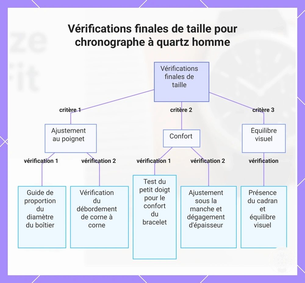 Vérifications finales de taille pour chronographe à quartz homme