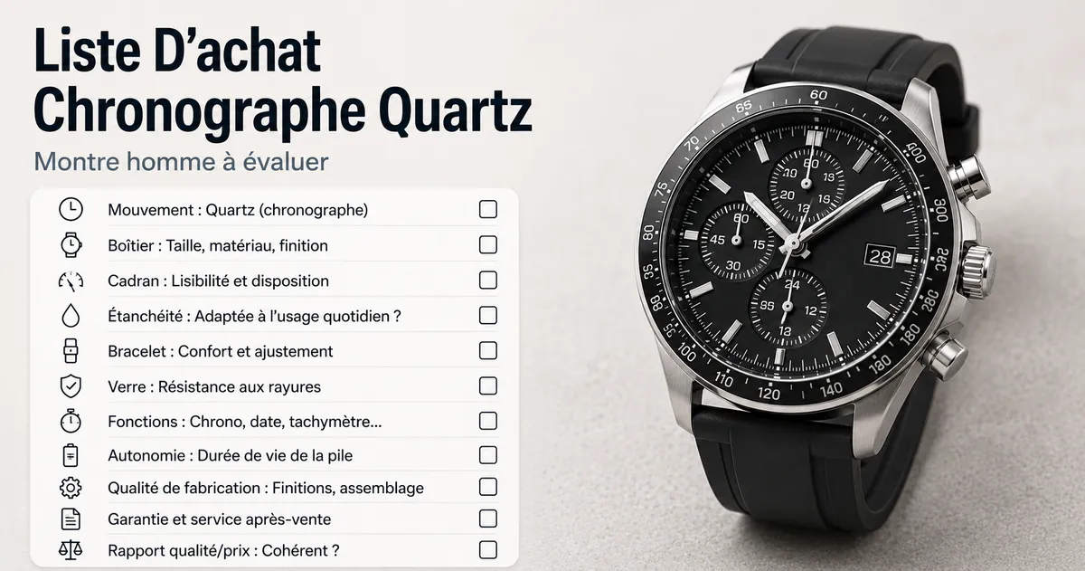 Liste de contrôle pour évaluer une montre chronographe à quartz pour homme avant l’achat
