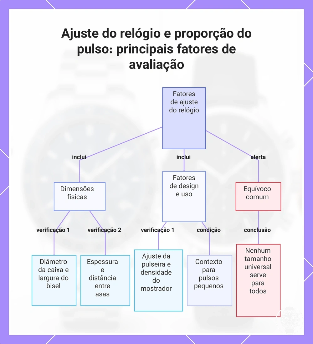 Ajuste do relógio e proporção do pulso: principais fatores de avaliação