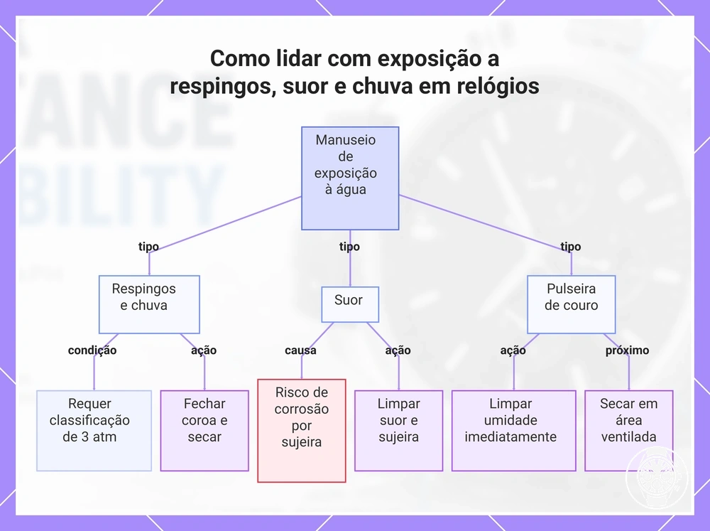 Como lidar com exposição a respingos, suor e chuva em relógios