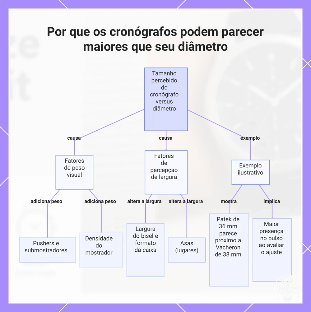 Por que os cronógrafos podem parecer maiores que seu diâmetro