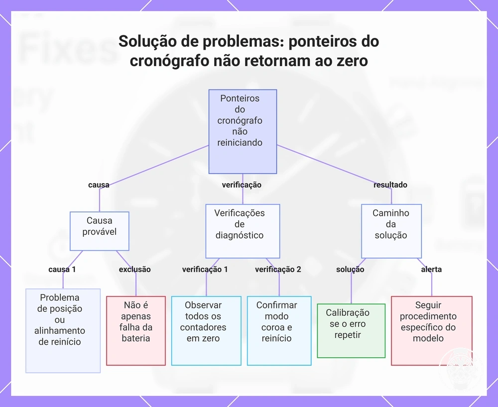 Solução de problemas: ponteiros do cronógrafo não retornam ao zero