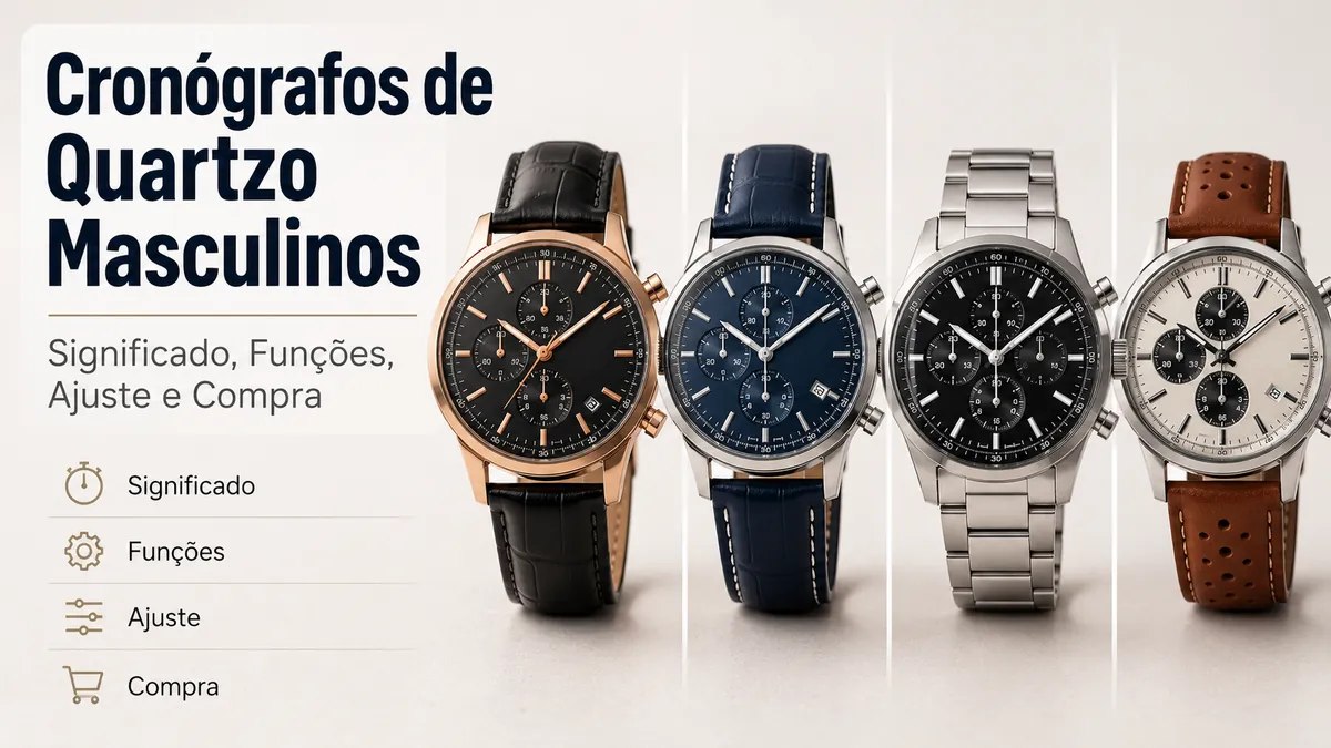 Seleção de relógios cronógrafo de quartzo masculinos com mostradores, pulseiras e caixas variados