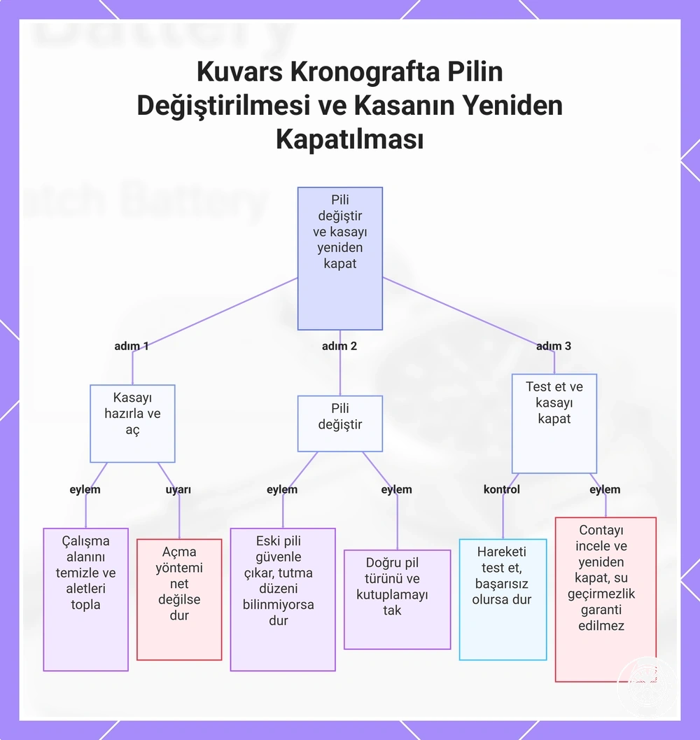Kuvars Kronografta Pilin Değiştirilmesi ve Kasanın Yeniden Kapatılması