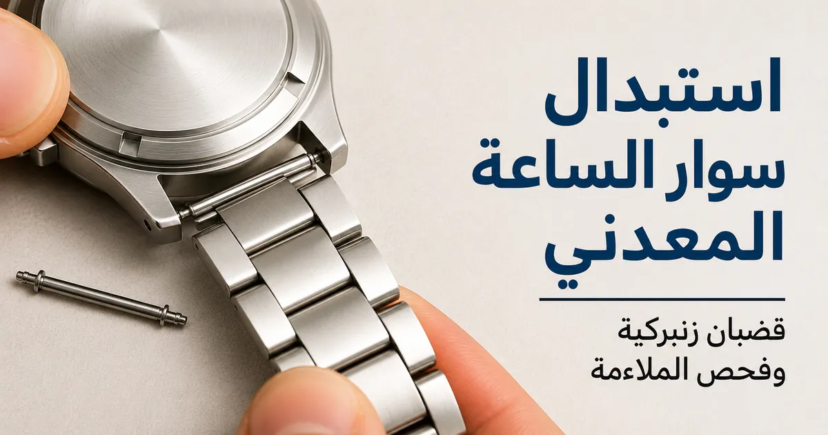 استبدال سوار ساعة معدني باستخدام قضبان زنبركية وفحص ملاءمته مع علبة الساعة