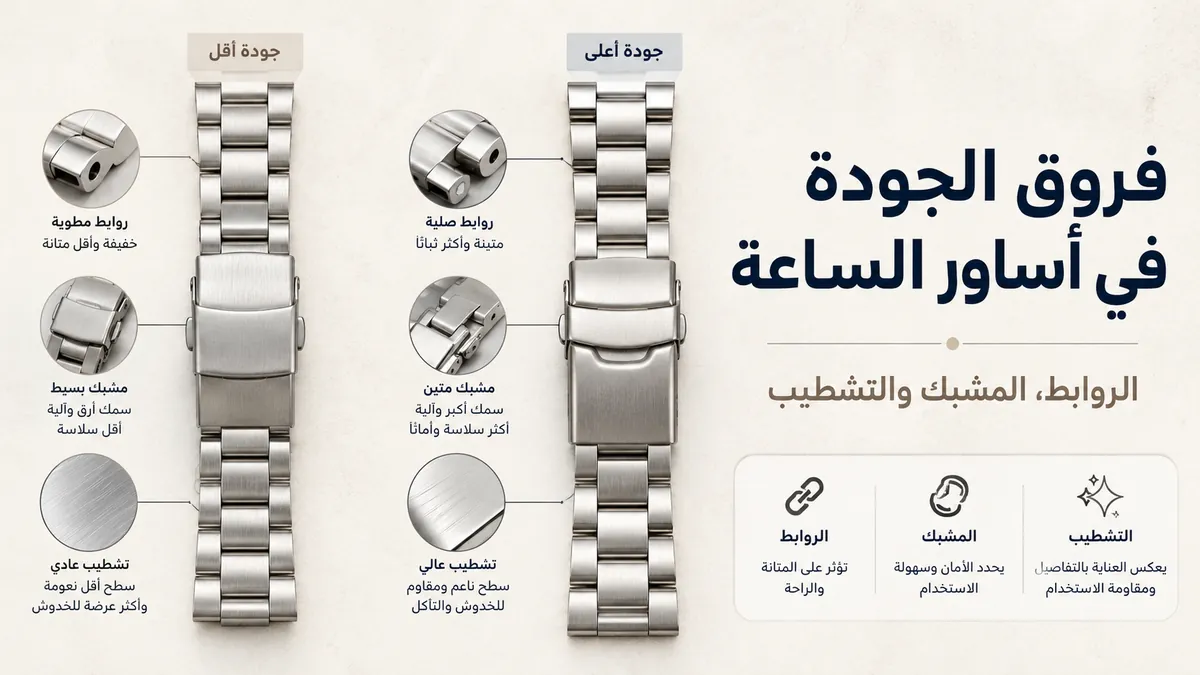 أساور ساعات معدنية رخيصة وفاخرة مقارنة حسب الروابط وجودة المشبك والتشطيب
