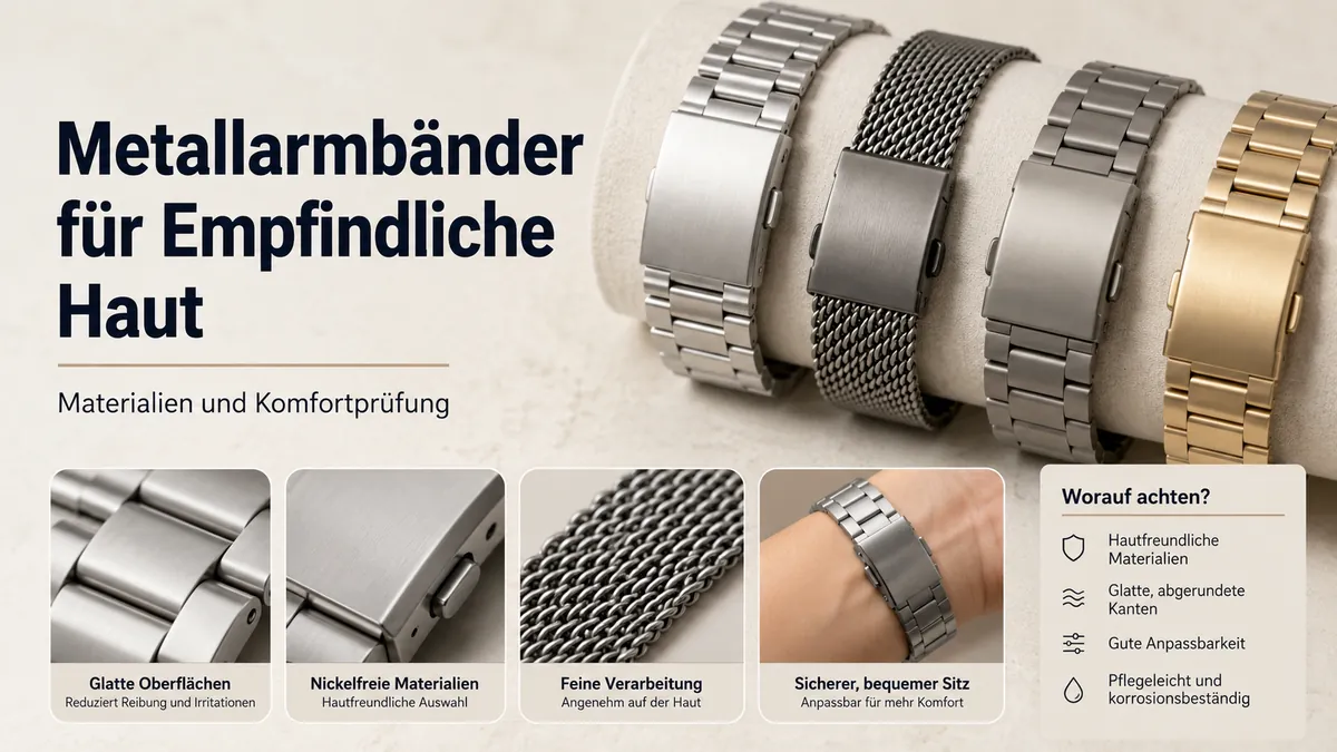 Metallarmbänder für empfindliche Haut mit glatter Oberfläche und bequemer Schließenpassform
