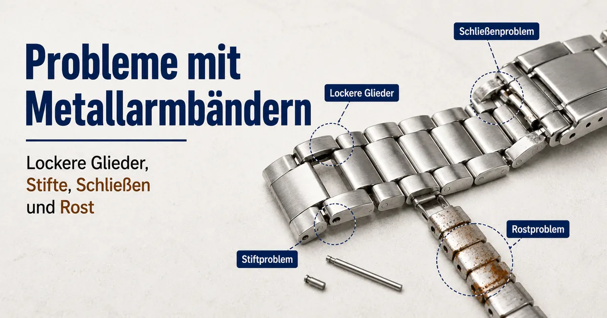 Fehlersuche bei Metallarmbändern mit lockeren Gliedern, Stiften, Schließenproblemen und Rostflecken