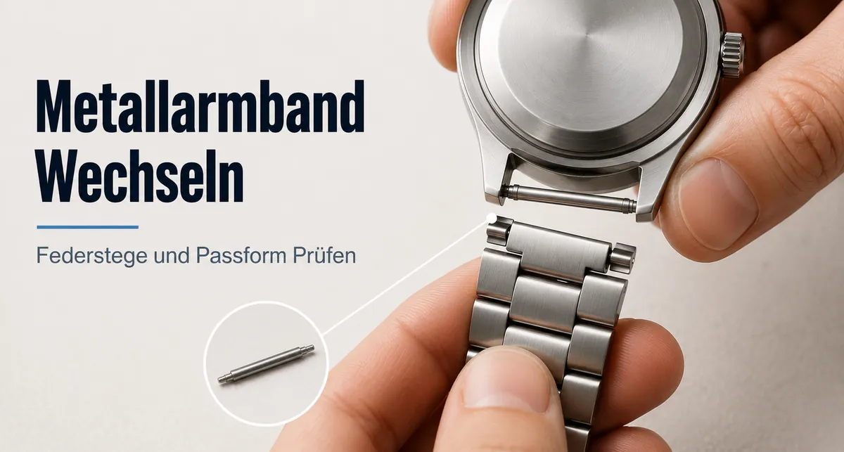 Wechsel eines Metallarmbands mit Federstegen und Prüfung der Passform am Uhrengehäuse