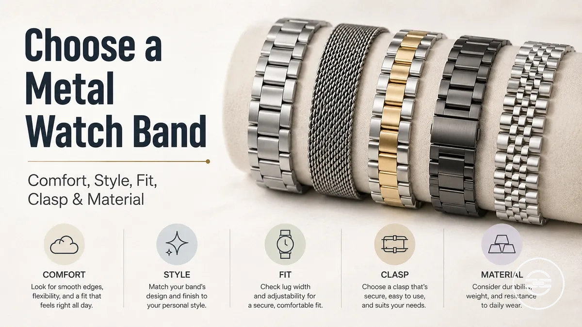 Choosing a metal watch band by comfort, style, fit, clasp, and material