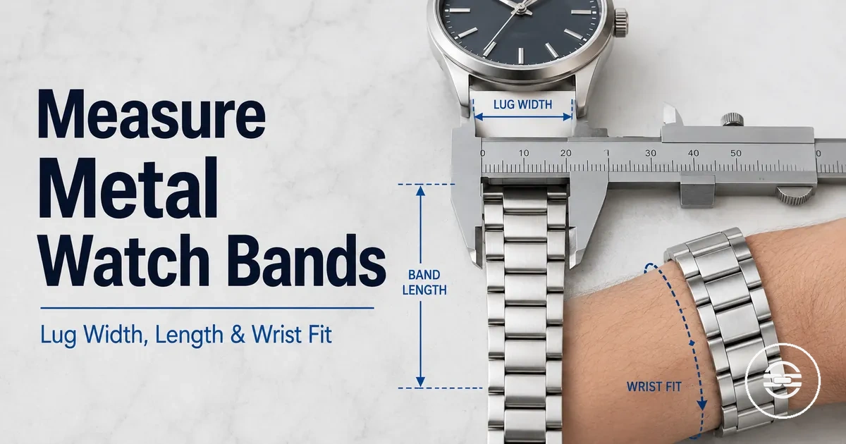 Measuring a metal watch band for lug width, band length, and wrist fit