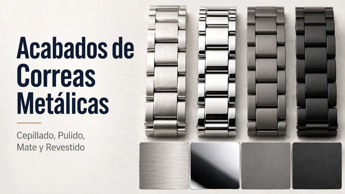 Acabados de correas metálicas para reloj, con superficies cepilladas, pulidas, mate y revestidas