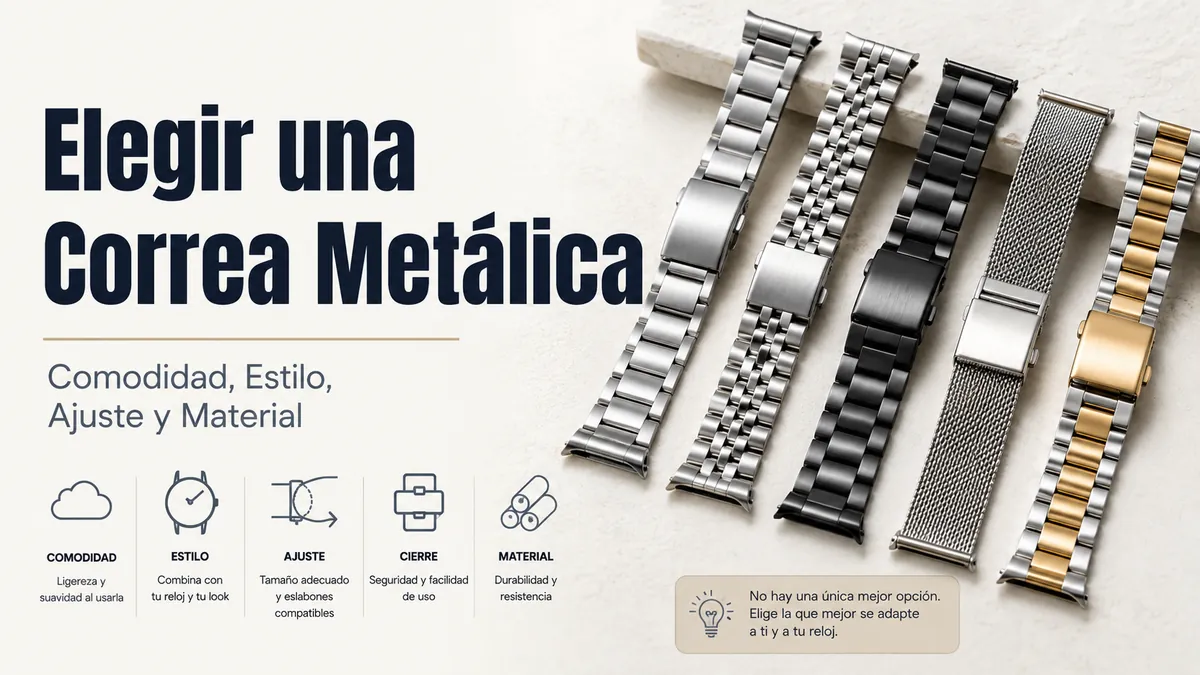 Elección de una correa metálica para reloj según comodidad, estilo, ajuste, cierre y material