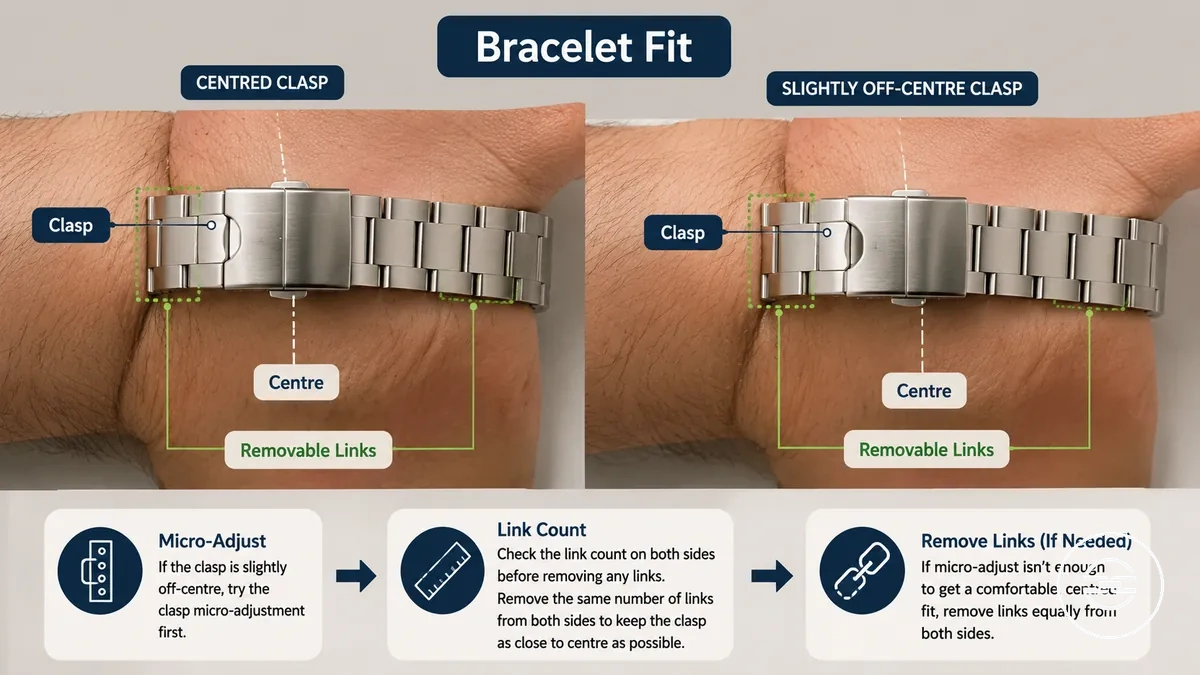 Vérifications avant de retirer des maillons d un bracelet métallique