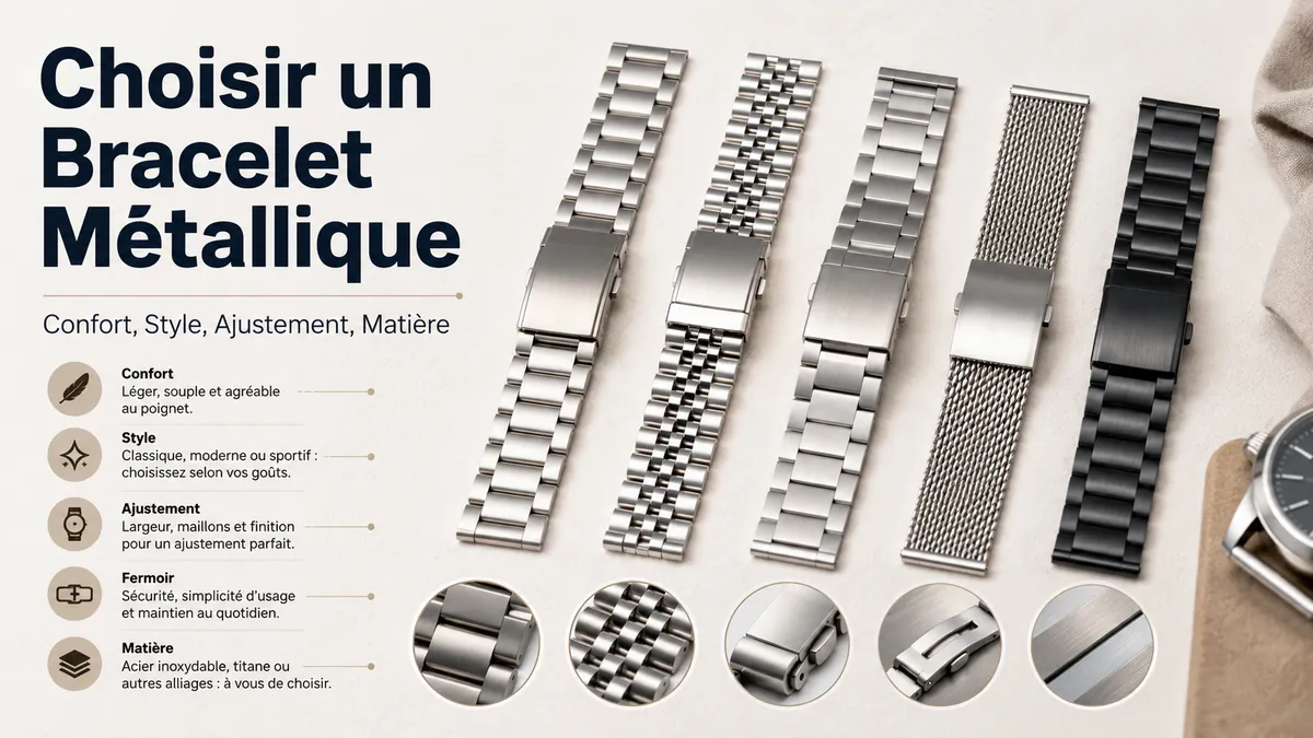 Choix d’un bracelet métallique pour montre selon le confort, le style, l’ajustement, le fermoir et le matériau