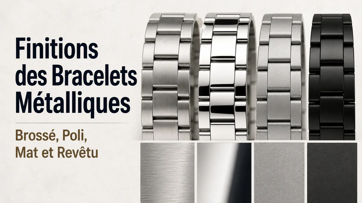 Finitions des bracelets métalliques pour montres, dont les surfaces brossées, polies, mates et revêtues