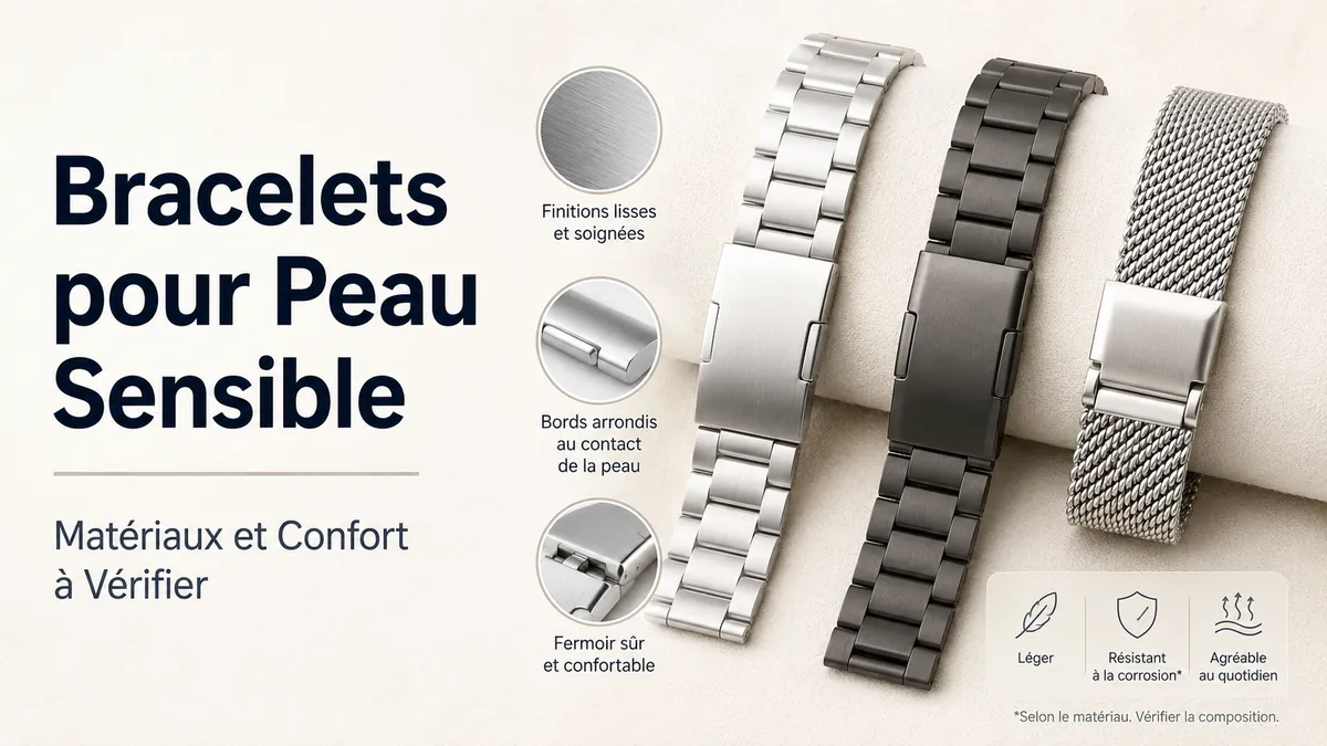 Bracelets métalliques pour peau sensible avec finition lisse et fermoir confortable