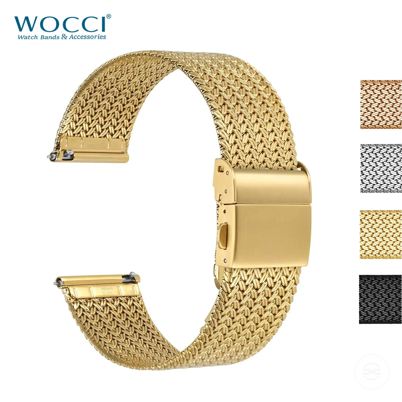 Pulseira de malha trançada de aço inoxidável 316L para relógio com engate rápido