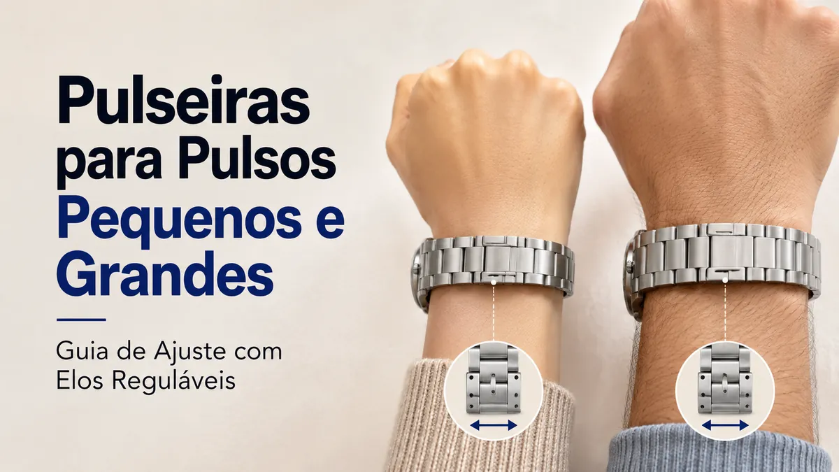 Pulseiras metálicas para relógio ajustadas em pulsos pequenos e grandes com elos reguláveis