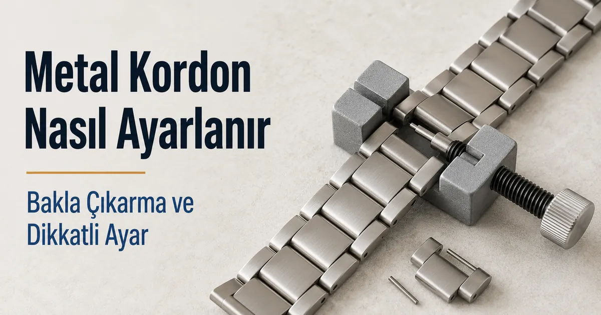 Saat kordonu aracıyla bakla çıkarılarak yapılan metal saat kordonu ayarı