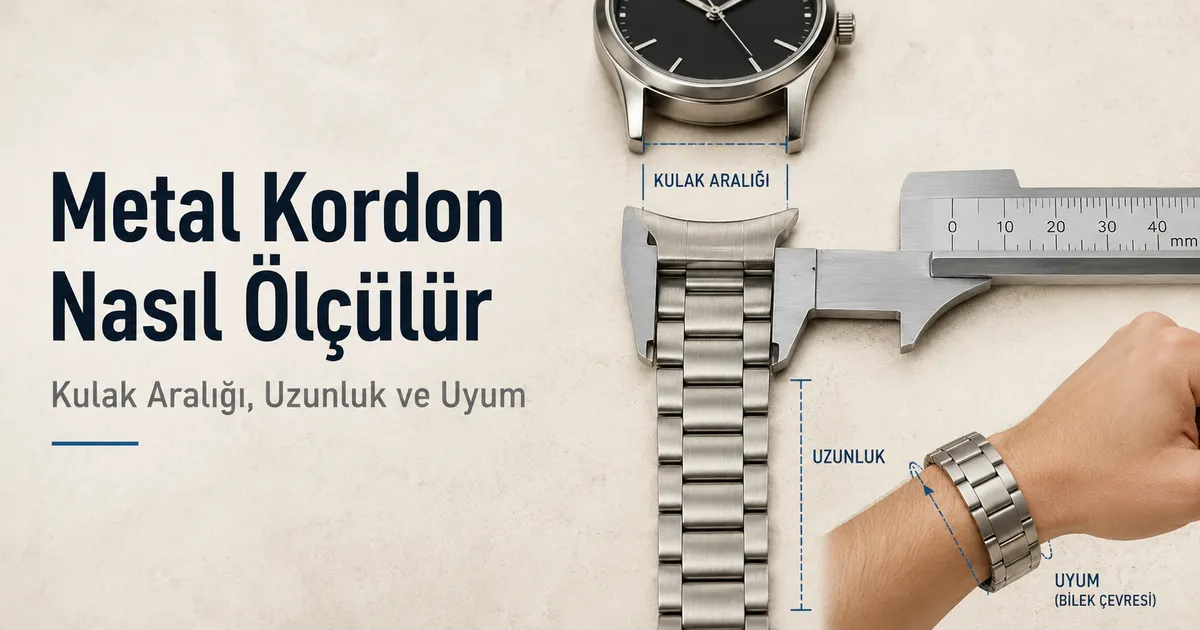 Kasa kulak aralığı, kordon uzunluğu ve bilek uyumu için metal saat kordonu ölçümü